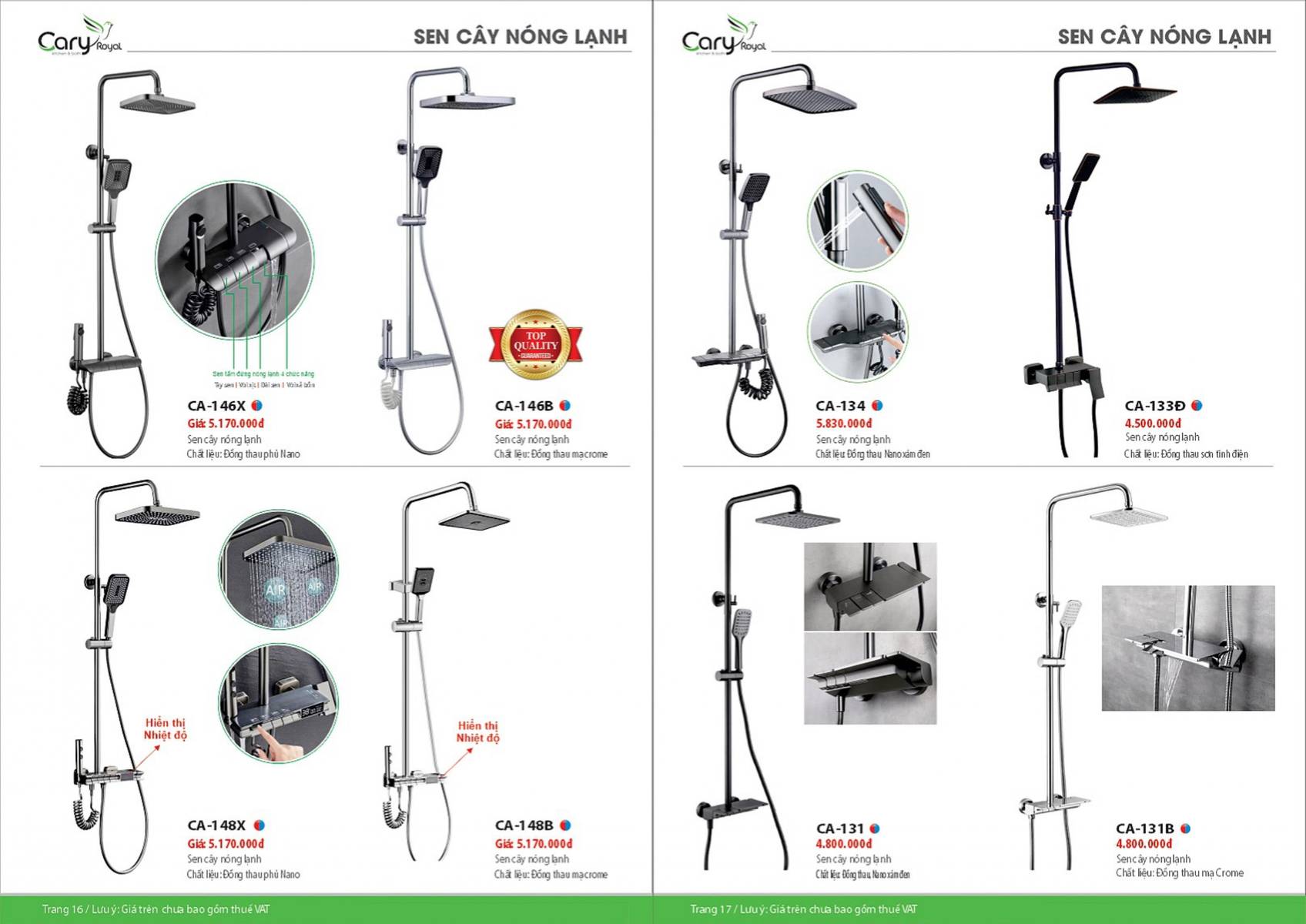 Thiết bị vệ sinh Cary Royal Catalogue và Bảng giá mới nhất 2026 /Page 9